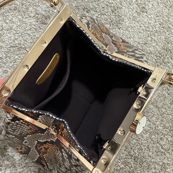 Unique Design! Genuine Cowhide Snake Skin Embossed Top Handle Bag/Crossbody - Picture 13 of 13